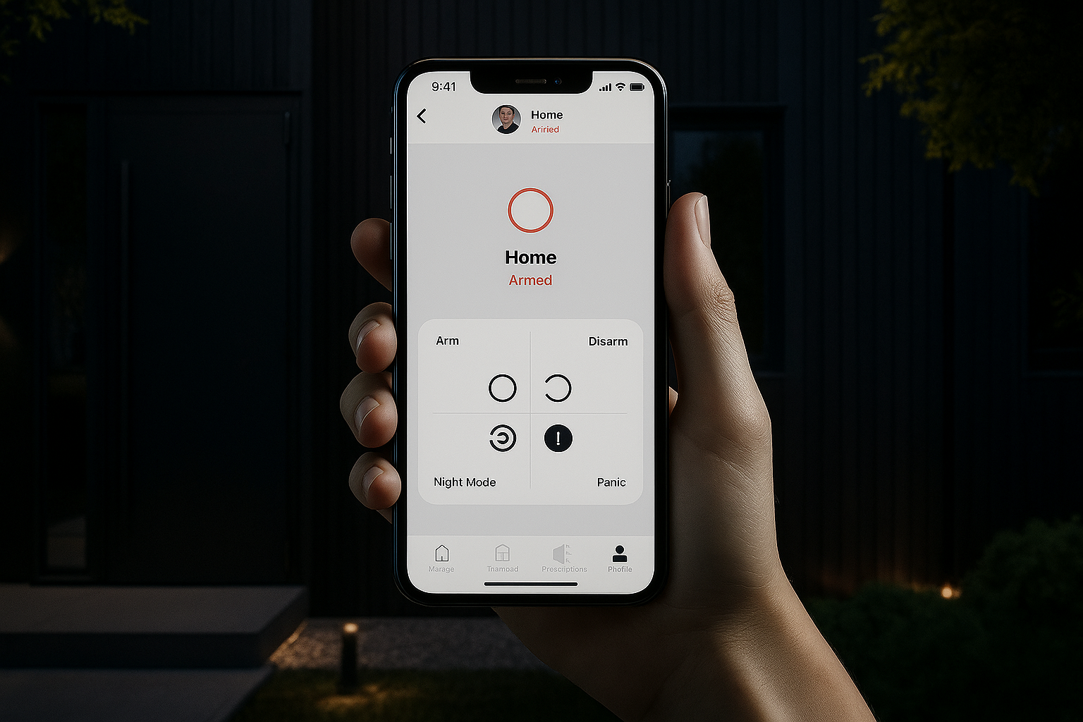 smartphone sur l'application d'un système d'alarme maison