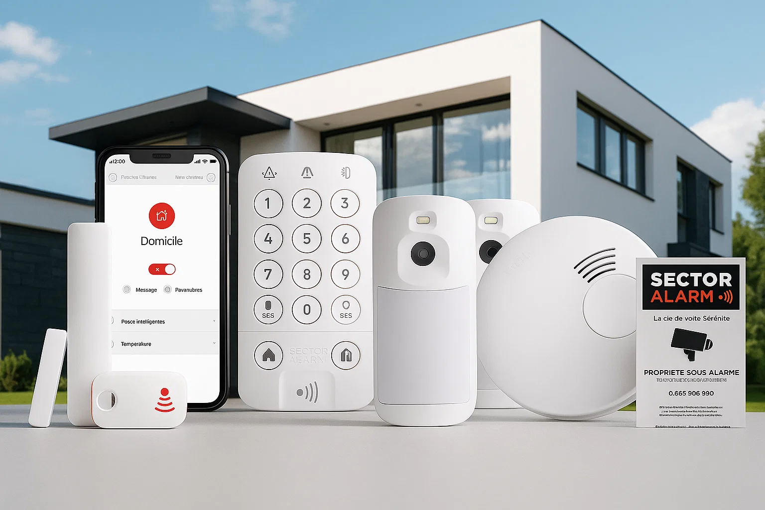 Exemples de dispositifs Sector Alarm
