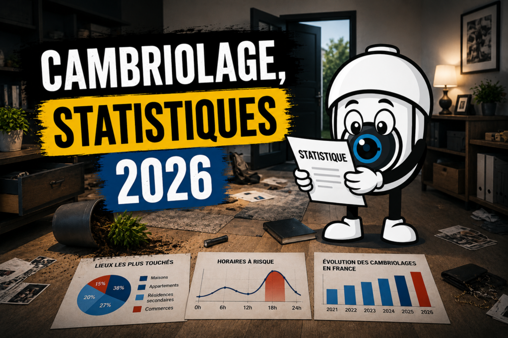 Mascotte Le Coin Sécurité en train de lire des statistiques sur le cambriolage