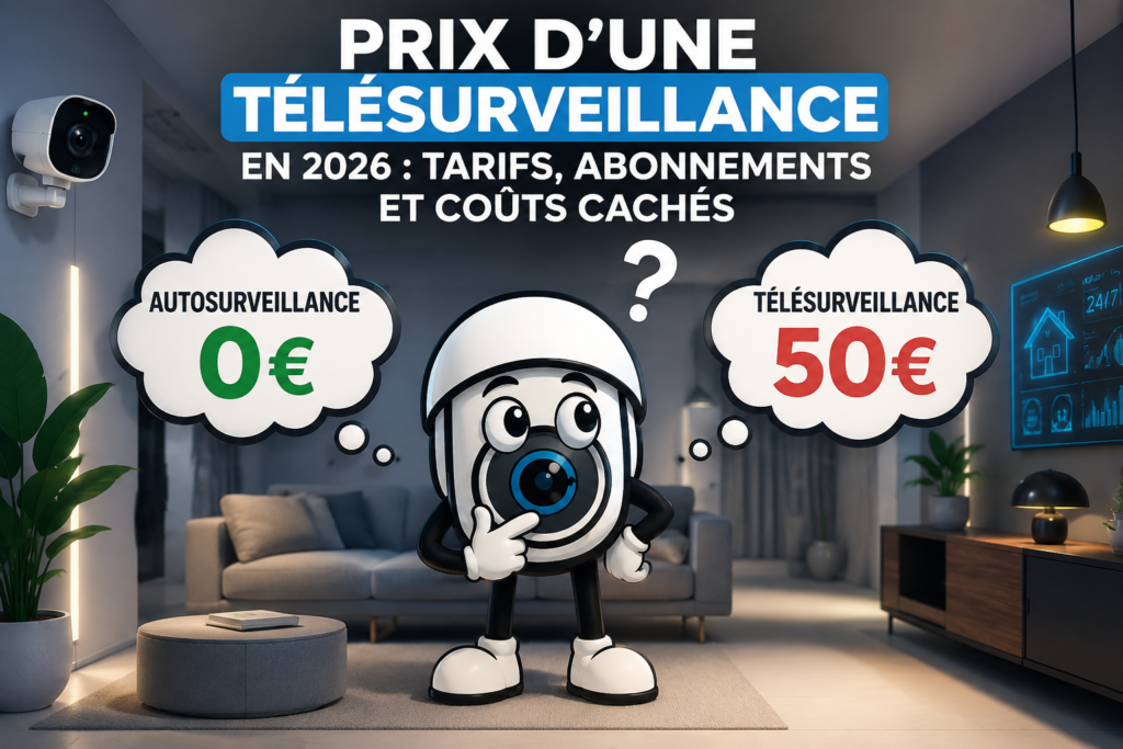 Mascotte Le Coin Sécurité s'interrogeant sur le prix d'un abonnement télésurveillance dans un appartement sécurisé.